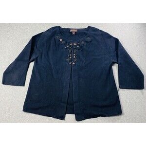 VTG Dana Buchman black embellished open-front cardigan Knit Size L